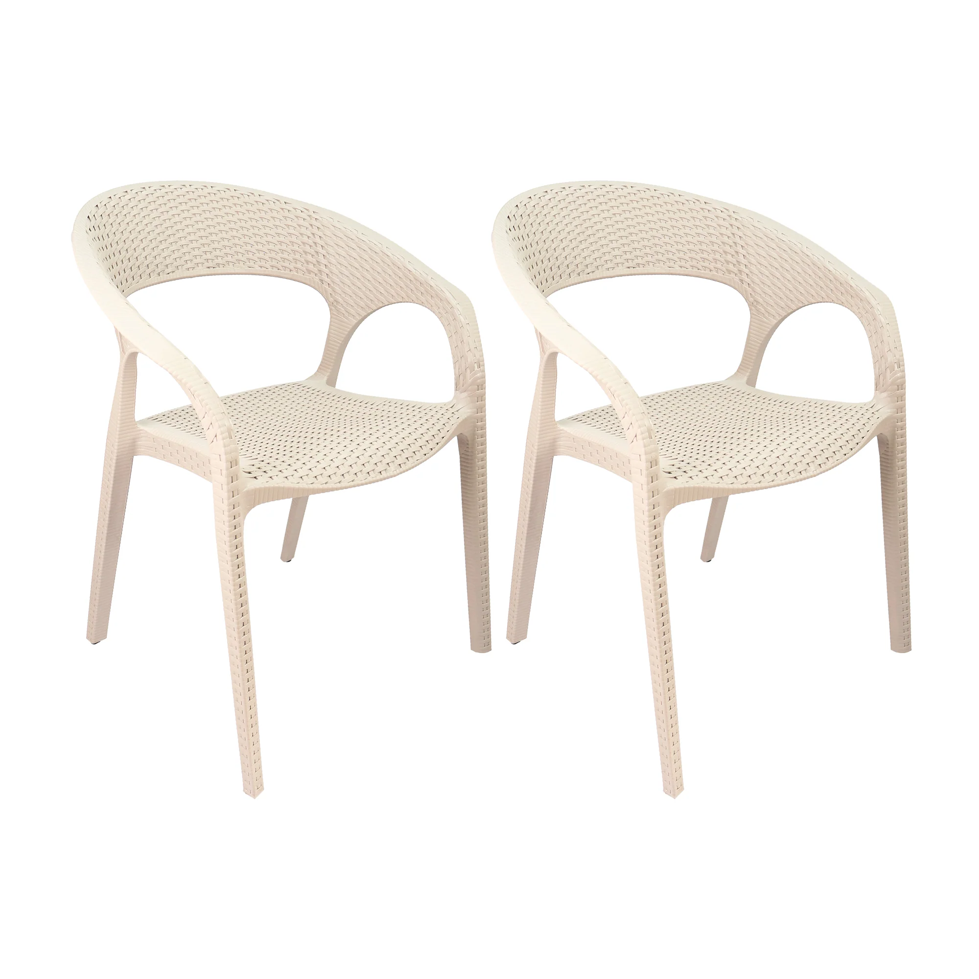 Set de 2 sillas exterior ratan curve con brazos beige marca Boxbit