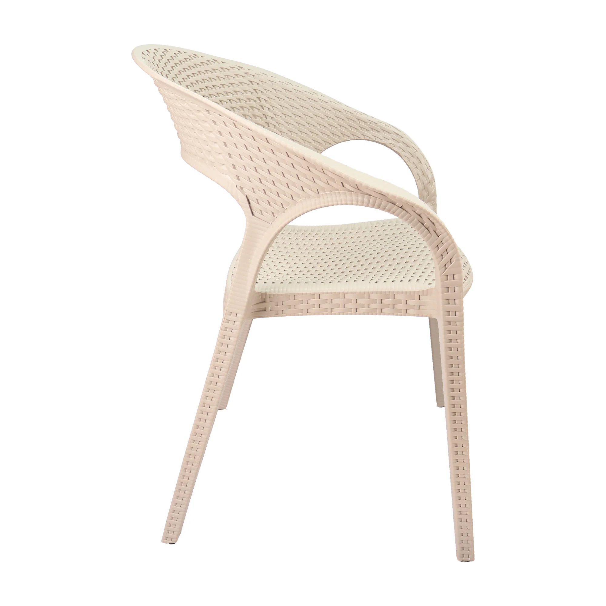 Set de 2 sillas exterior ratan curve con brazos beige marca Boxbit - Image 4