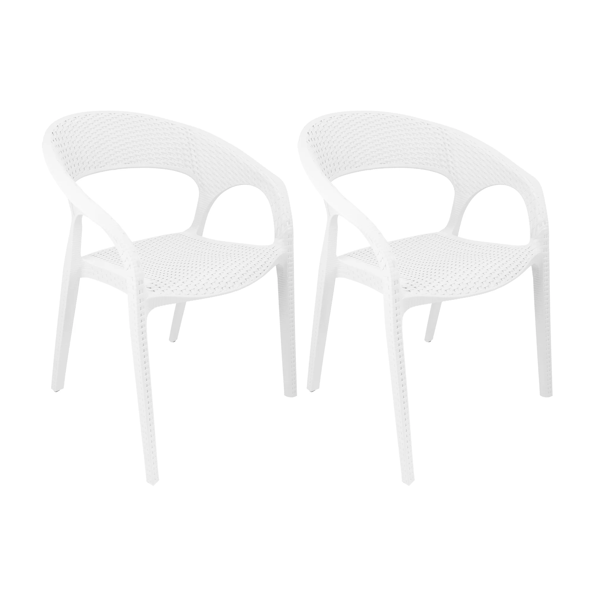Set de 2 sillas exterior ratan curve con brazos blanco marca Boxbit