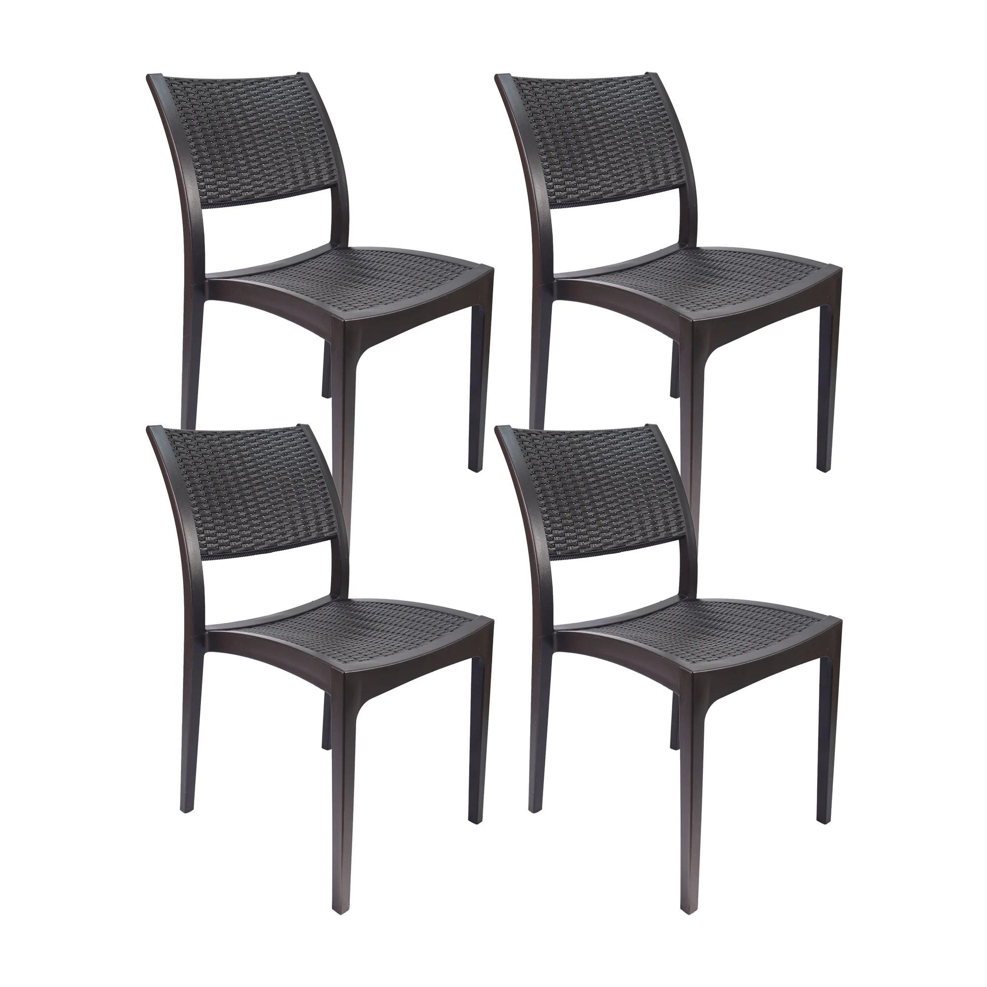 Set de 4 silla exterior ratan sin brazos café marca Boxbit