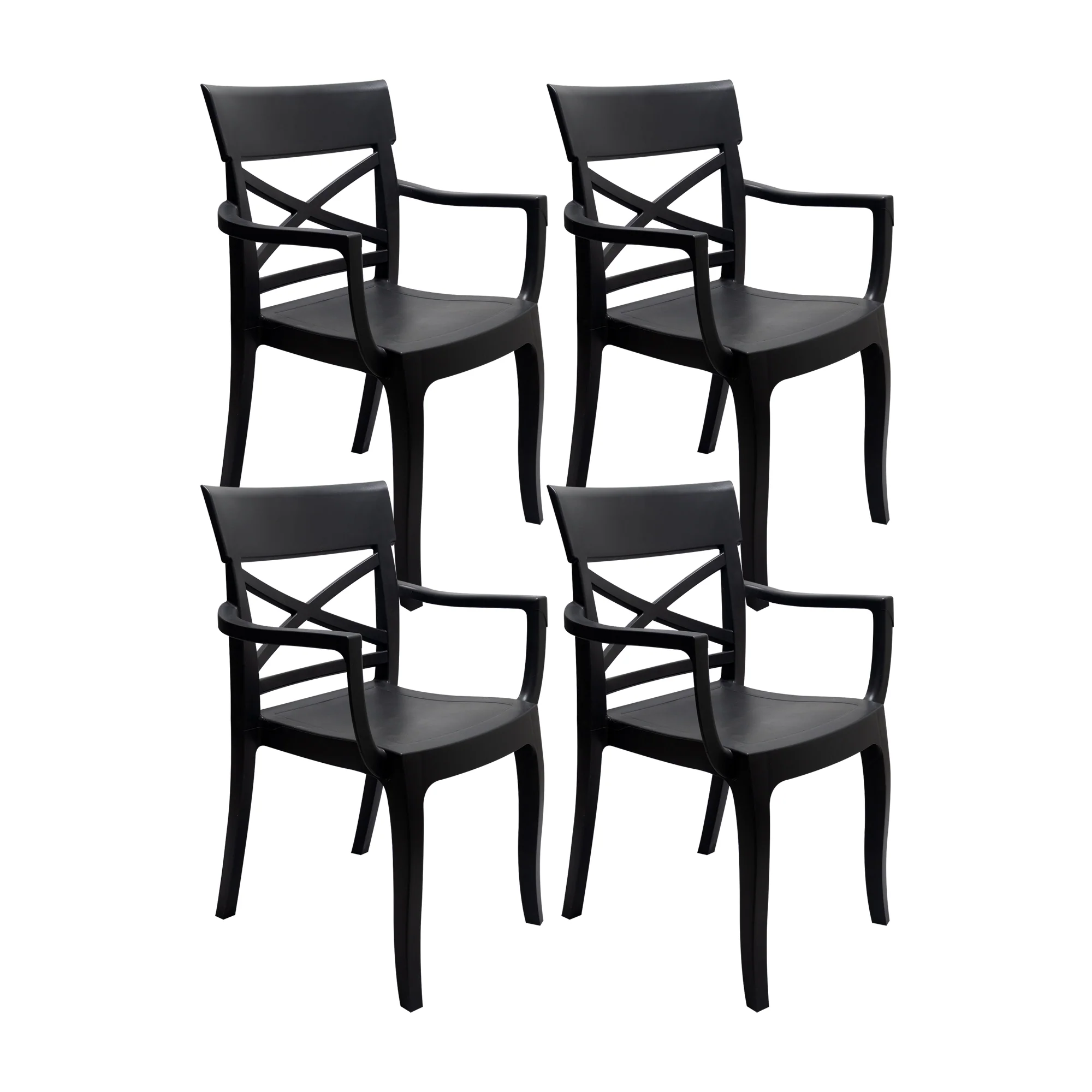 Set de 4 sillas exterior florencia con brazos grafito marca Boxbit
