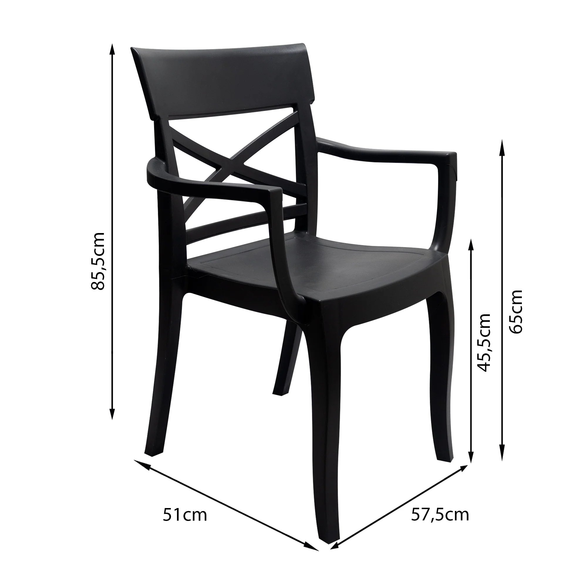 Set de 4 sillas exterior florencia con brazos grafito marca Boxbit - Image 3