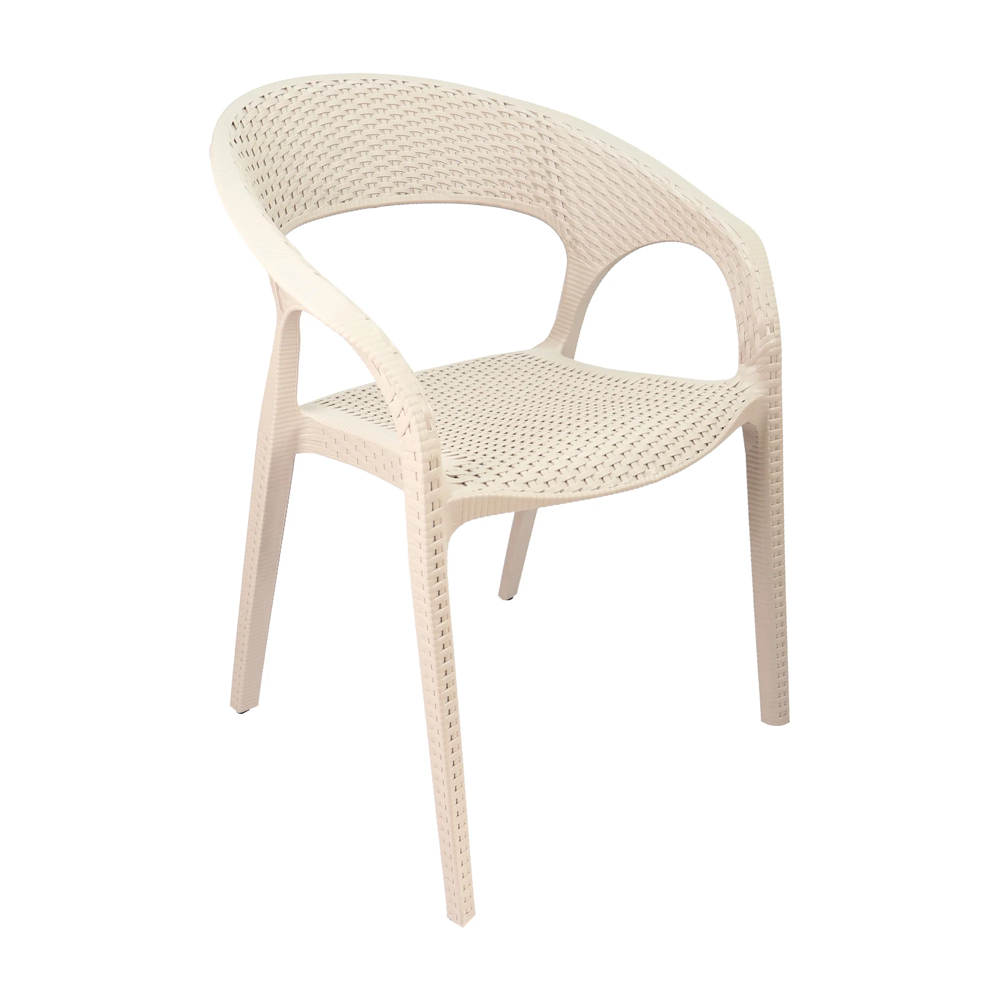 Set de 4 sillas exterior ratan curve con brazos beige  marca Boxbit - Image 3