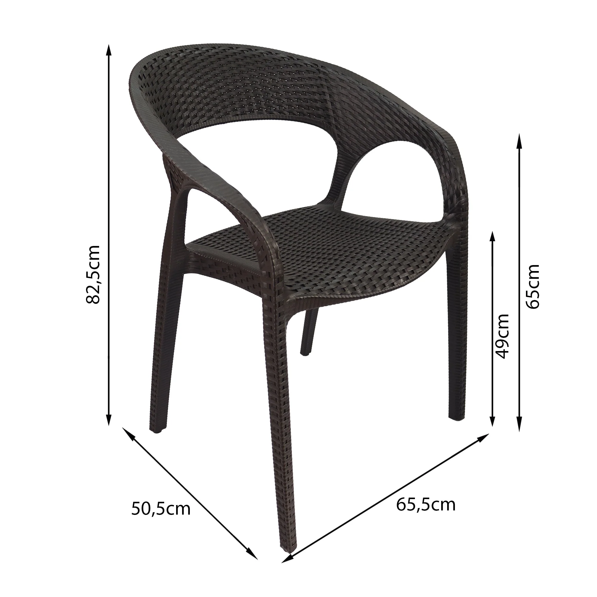 Set de 4 sillas exterior ratan curve con brazos café marca Boxbit - Image 6