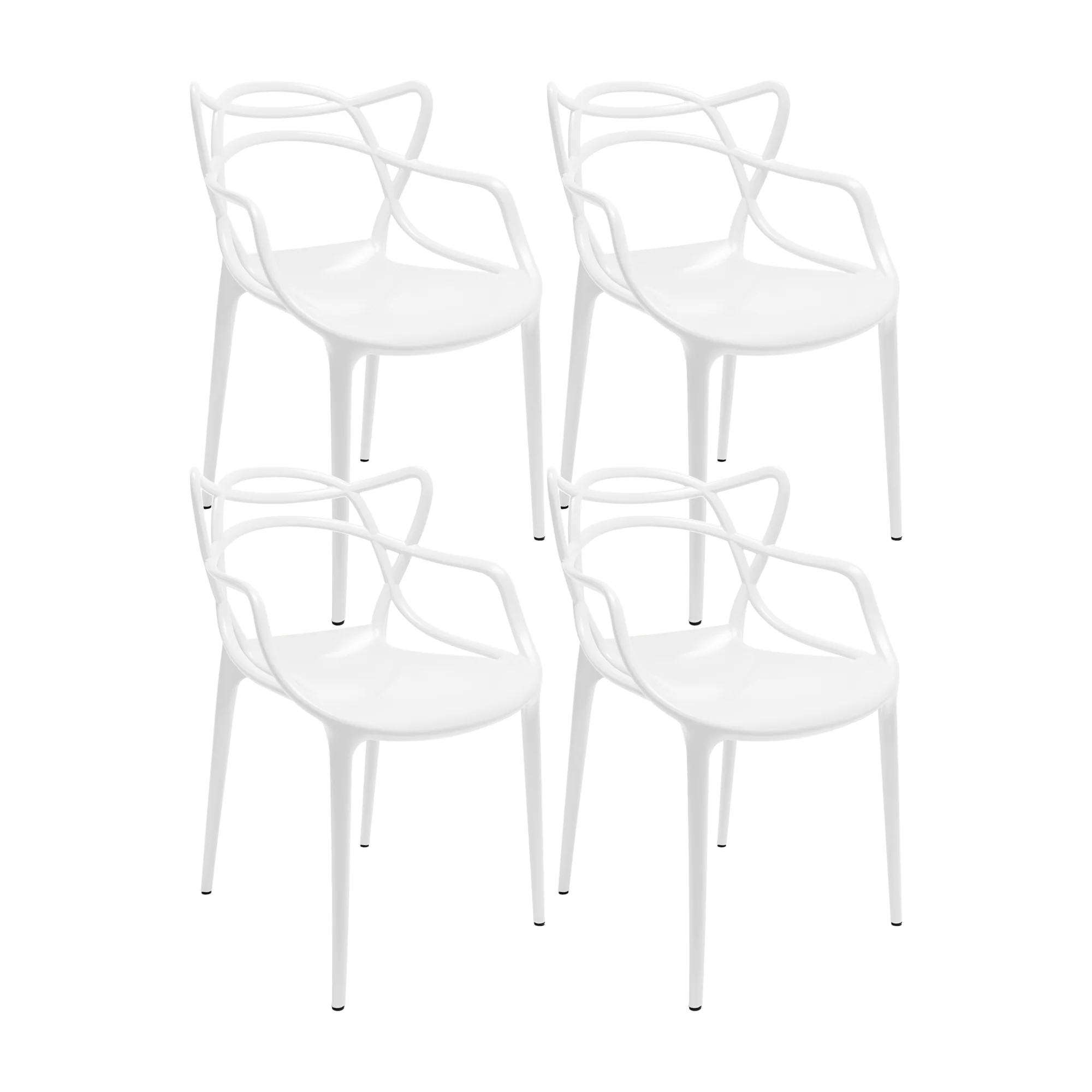 Set de 4 sillas exterior sidney con brazos blanco marca Boxbit