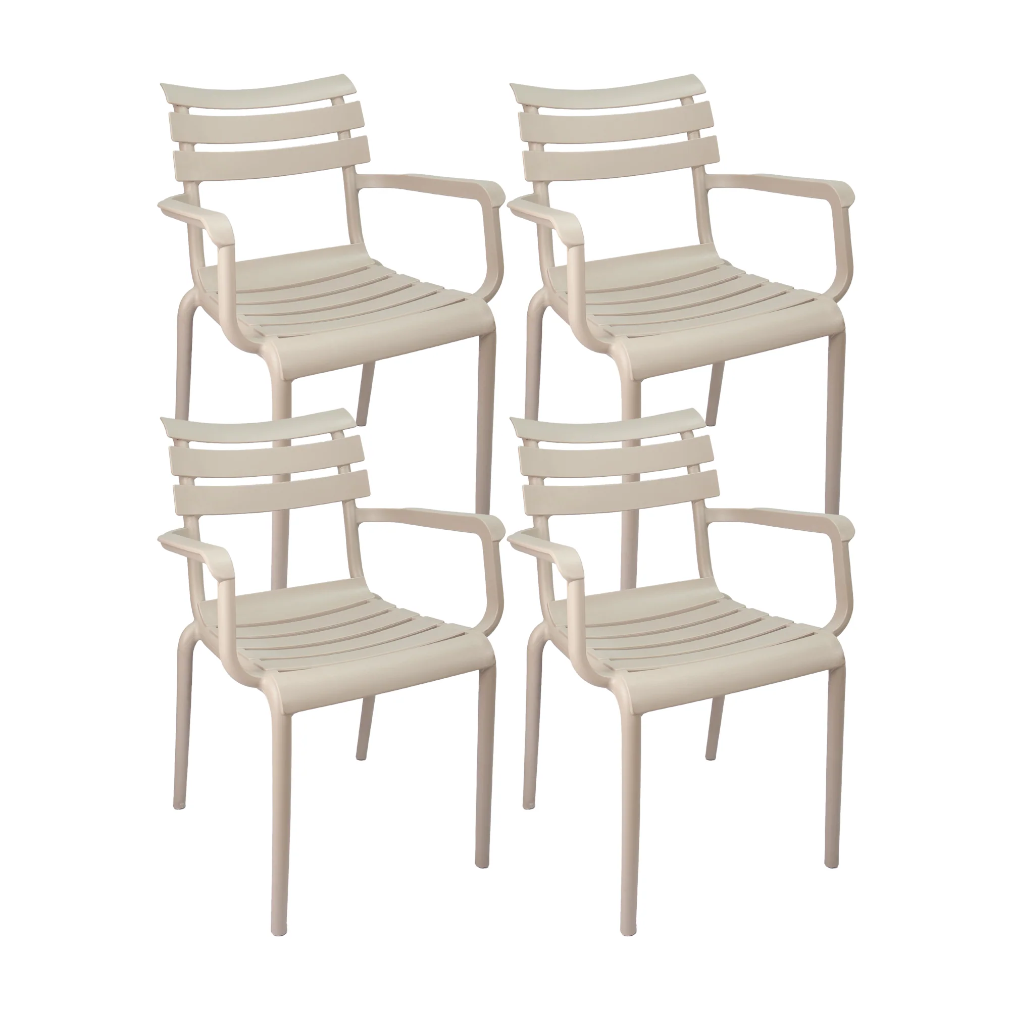 Set de 4 sillas exterior venecia con brazos beige  marca Boxbit