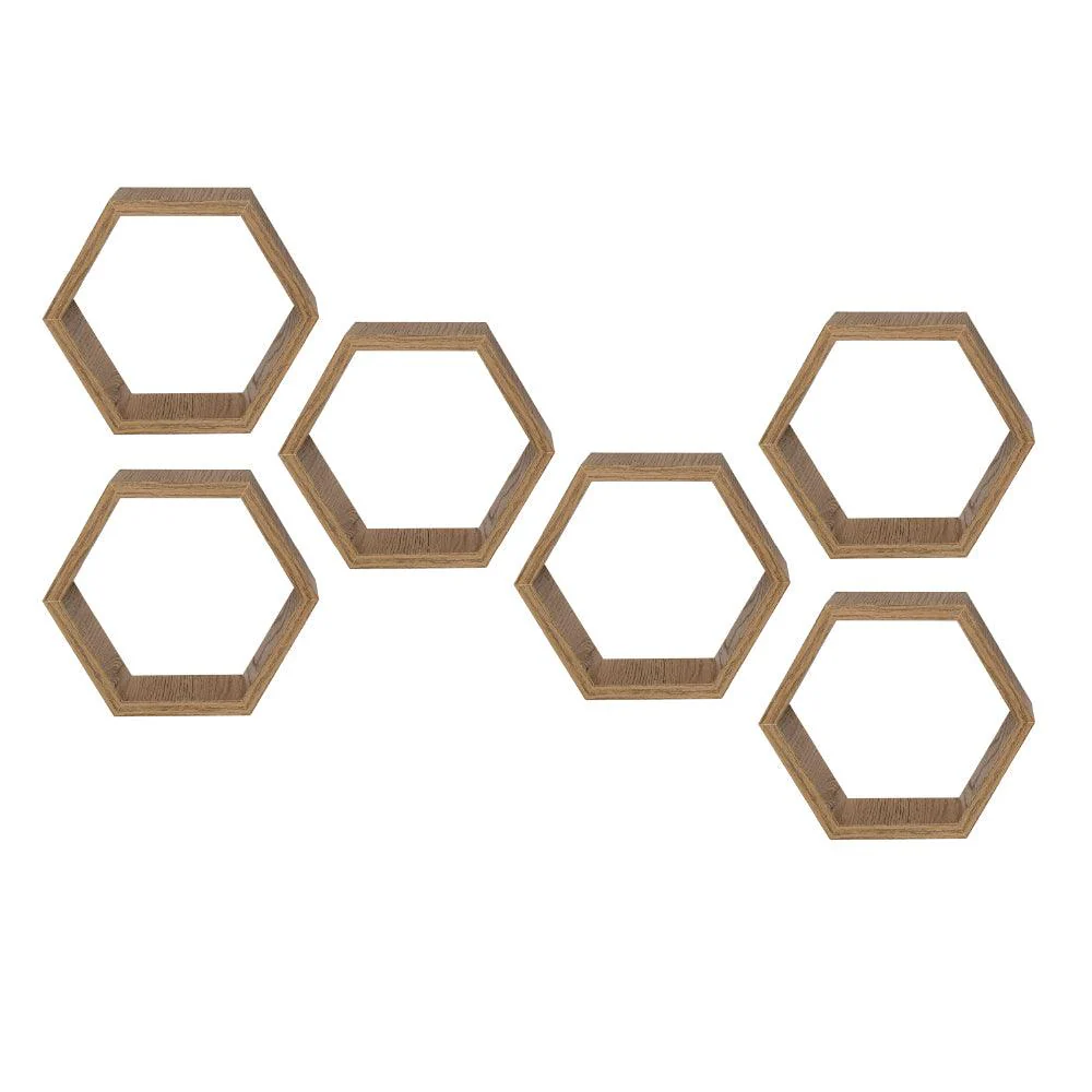 Set de Repisas Hexagonal Hades, Beige, X6 Unidades - Image 2