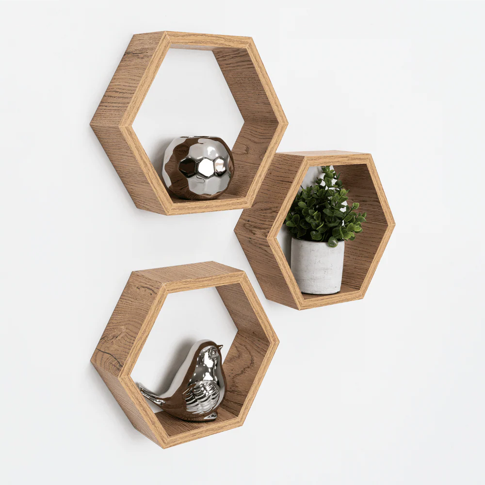Set de Repisas Hexagonal Hades, Beige, X6 Unidades - Image 3