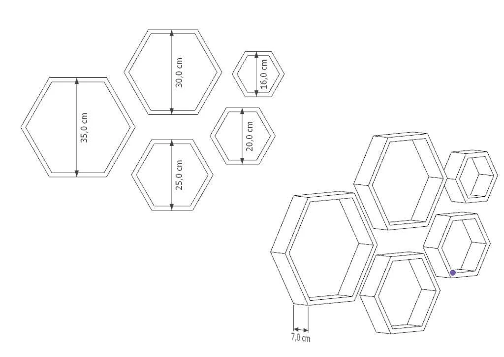 Set de Repisas Hexagonales Grace, Beige, X 5 Unidades - Image 8