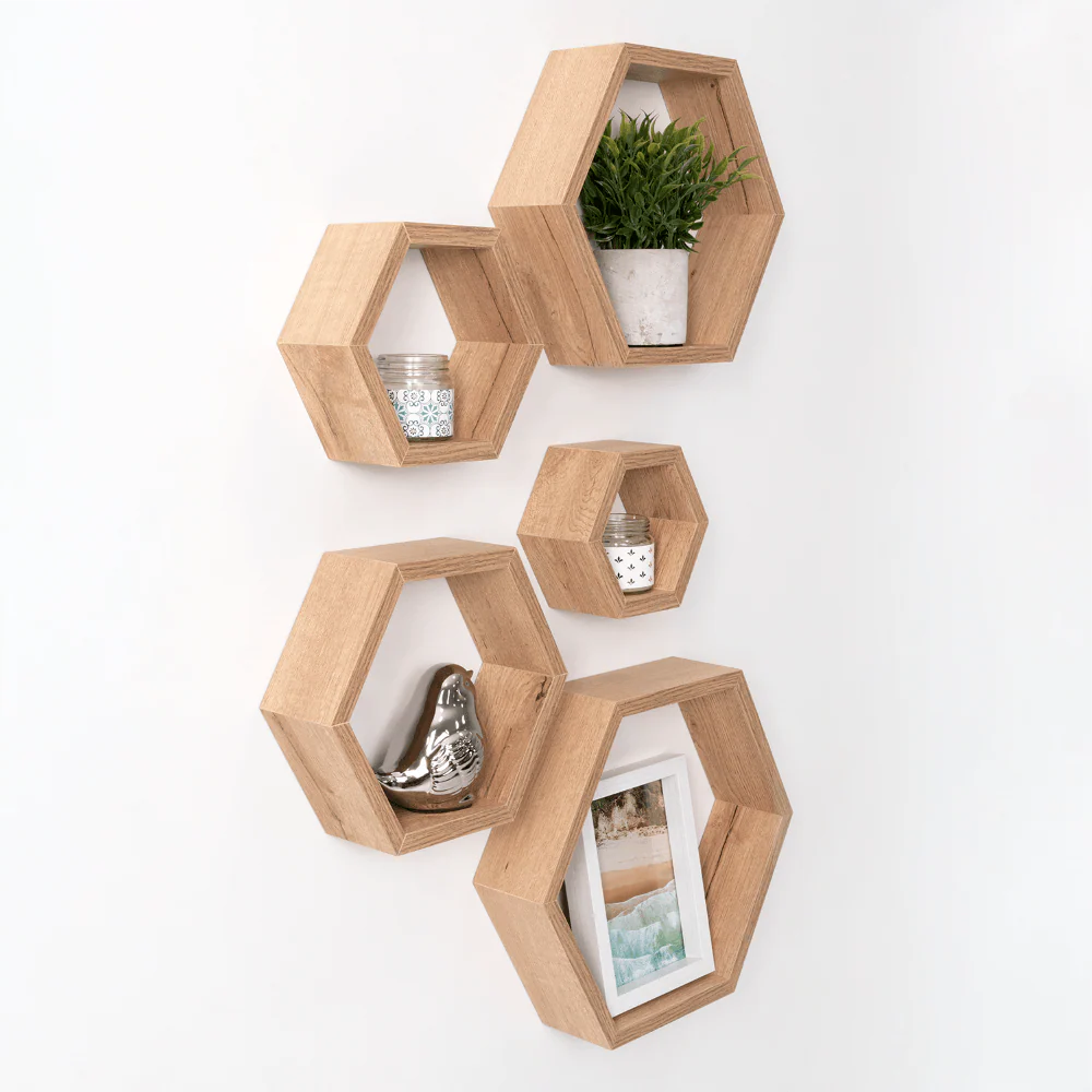 Set de Repisas Hexagonales Grace, Beige, X10 Unidades - Image 3