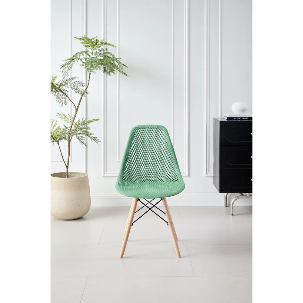 Silla Aira, Color Verde Oliva, Con espaldar y patas en Madera - Image 3