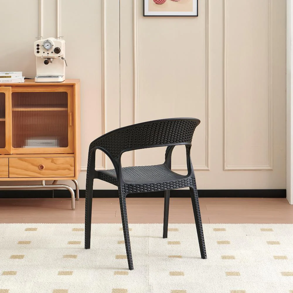 Silla Axel, Negro, Con Espaldar, reposa brazos y con textura trenzada - Image 4