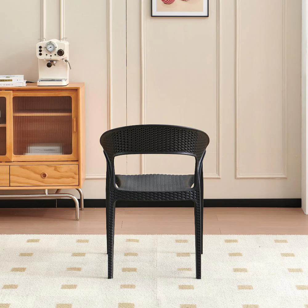 Silla Axel, Negro, Con Espaldar, reposa brazos y con textura trenzada - Image 5