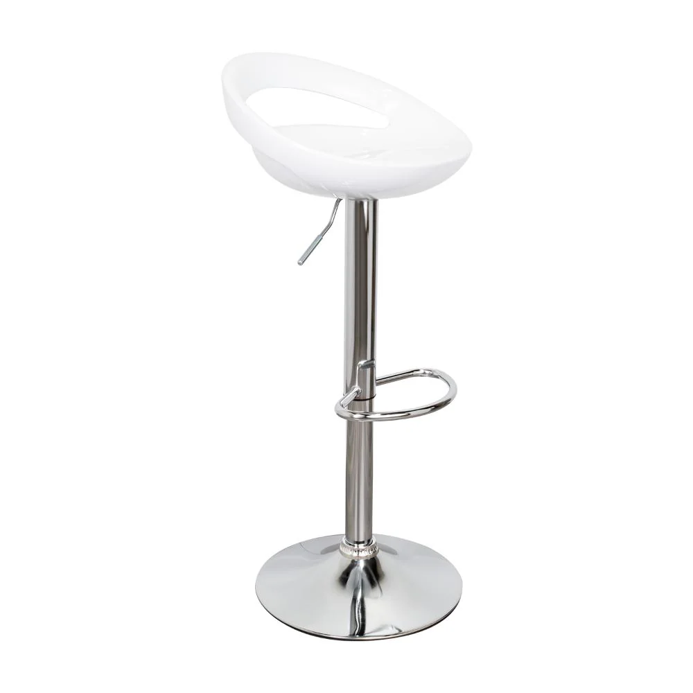 Silla Bar Turón, Blanco, base metal cromado