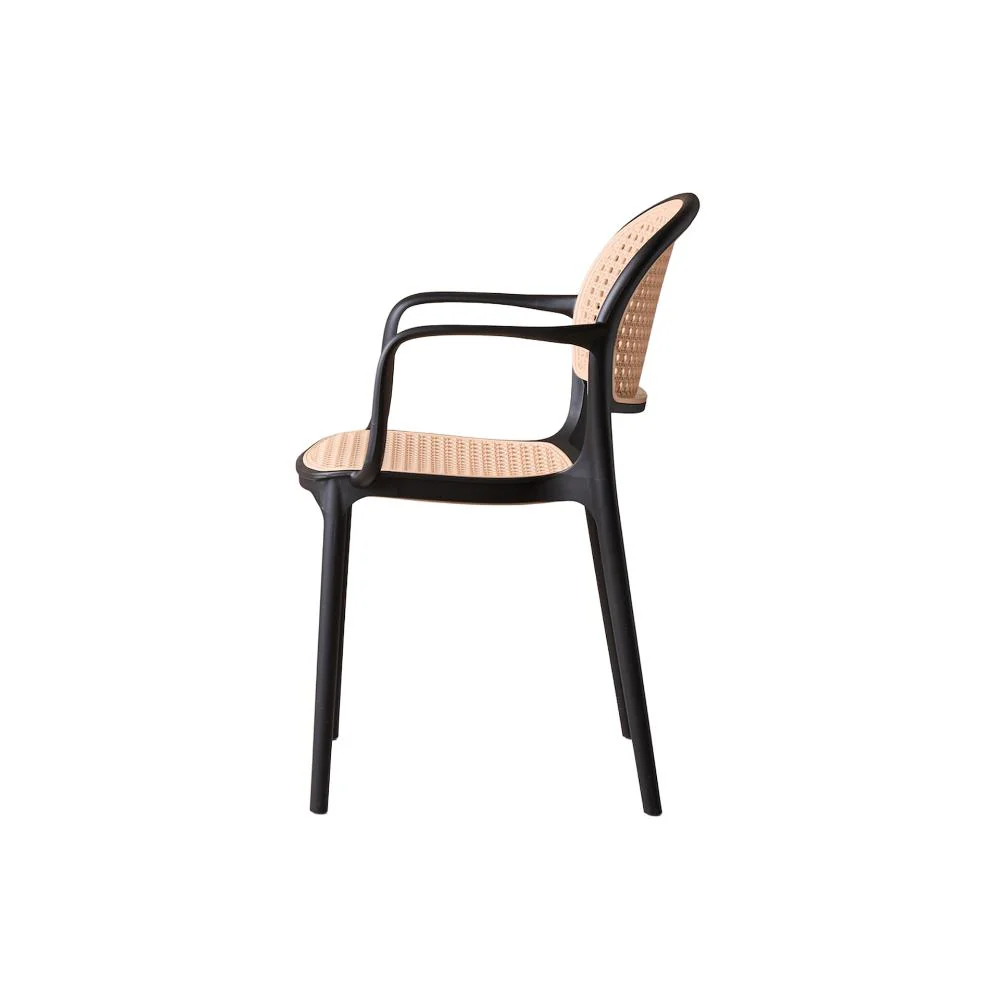 Silla con Brazos Nest, Color Negro y Beige, Con espaldar y asiento en rejilla - Image 8