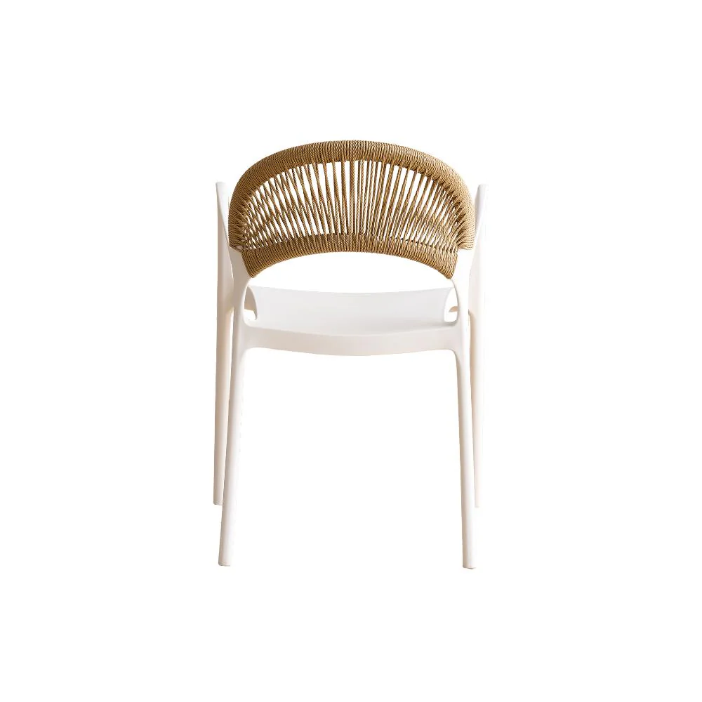 Silla Daytona, Blanco y Café Claro, Con Espaldar, Reposa Brazos y Diseño Minimalista - Image 11
