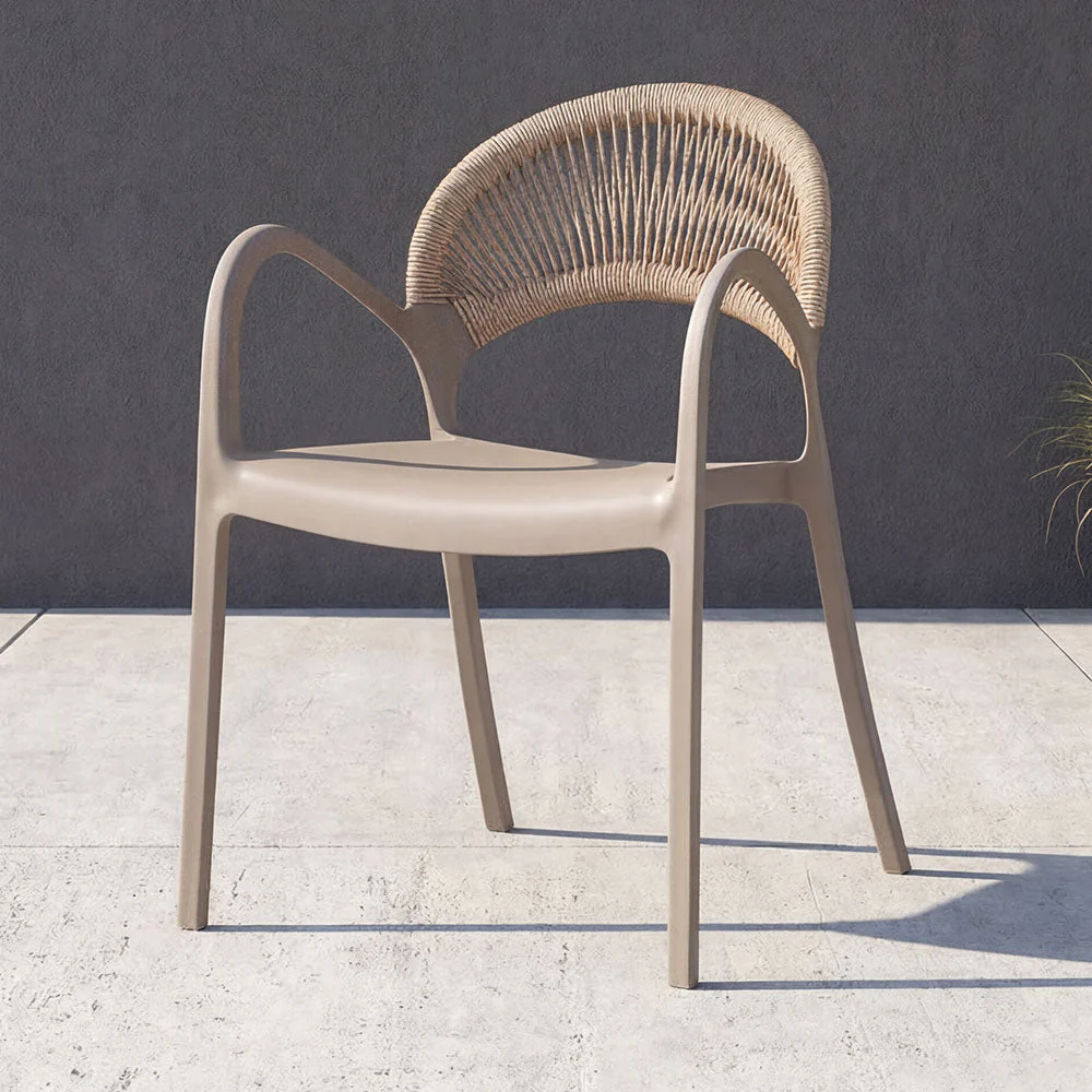 Silla Daytona, Taupe y Café Claro, Con Espaldar, Reposa Brazos y Diseño Minimalista - Image 2