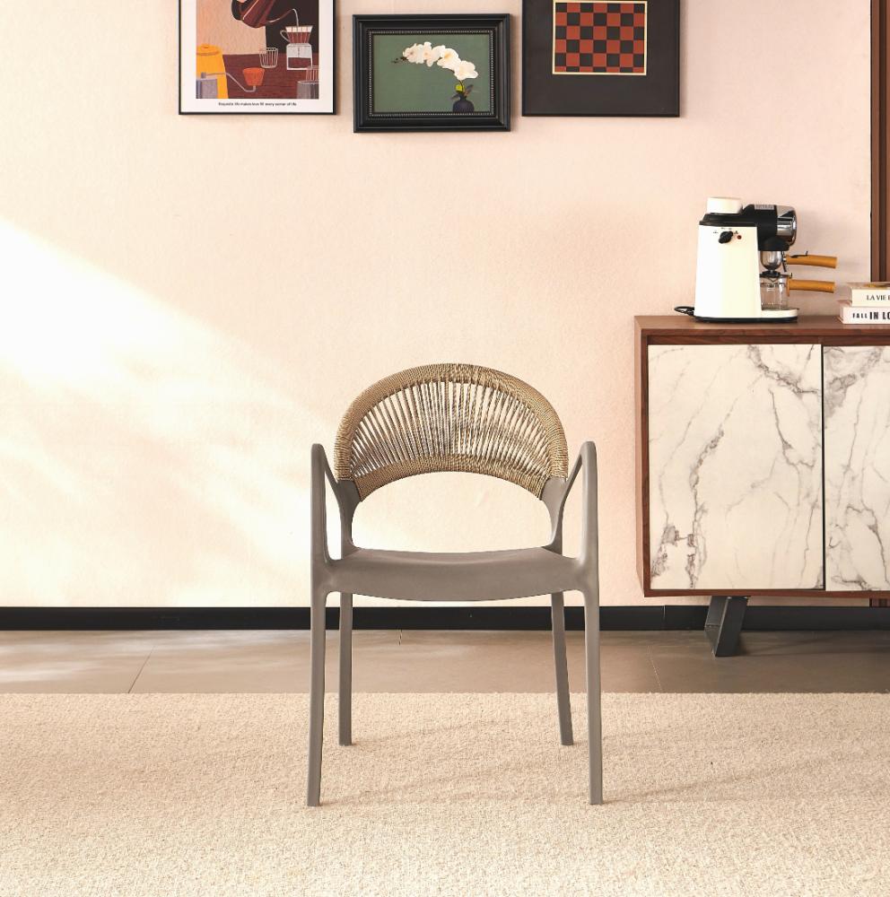 Silla Daytona, Taupe y Café Claro, Con Espaldar, Reposa Brazos y Diseño Minimalista - Image 3