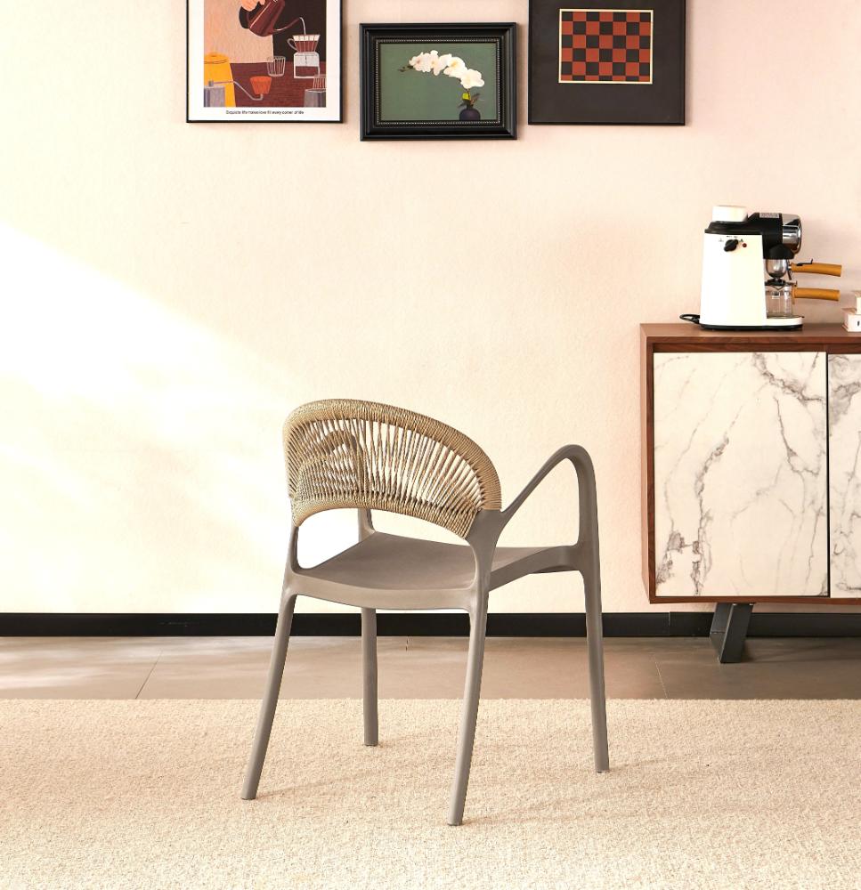 Silla Daytona, Taupe y Café Claro, Con Espaldar, Reposa Brazos y Diseño Minimalista - Image 5
