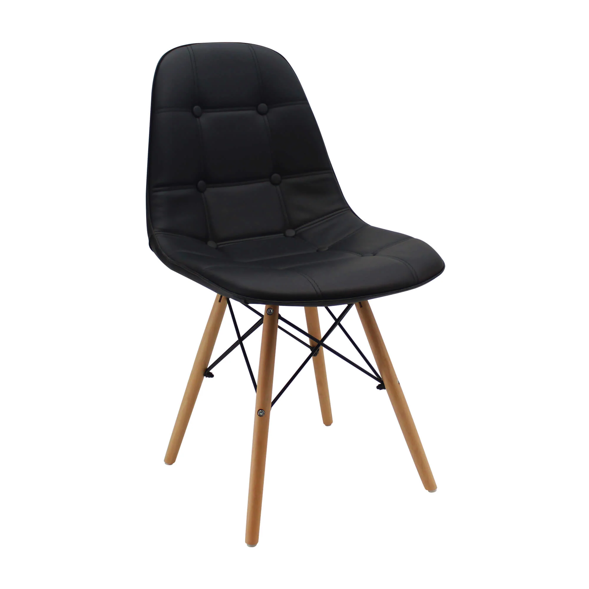 Silla de comedor DKR botones tipo Eames color negro - Image 2