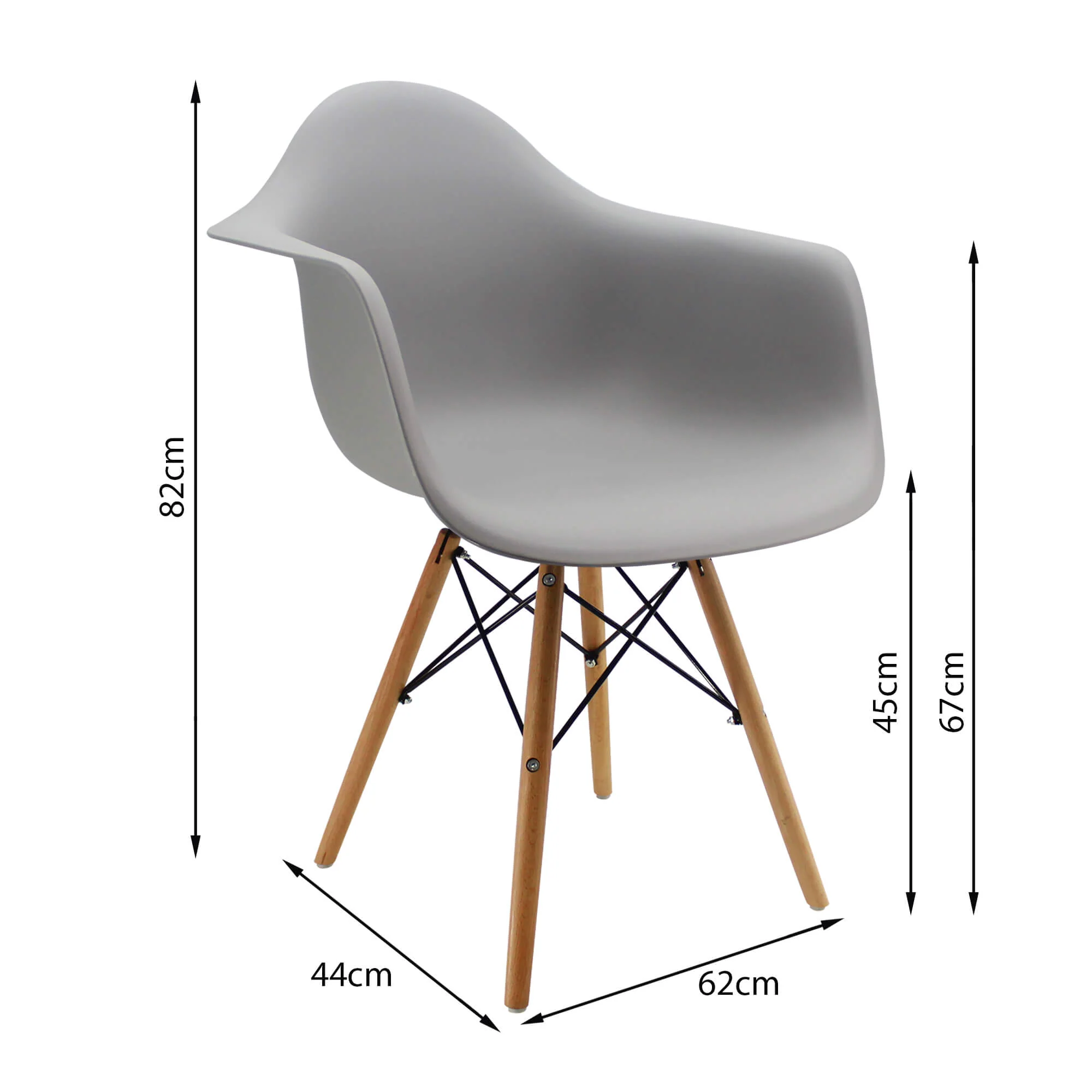 Silla de comedor Eames brazos color gris - Image 5