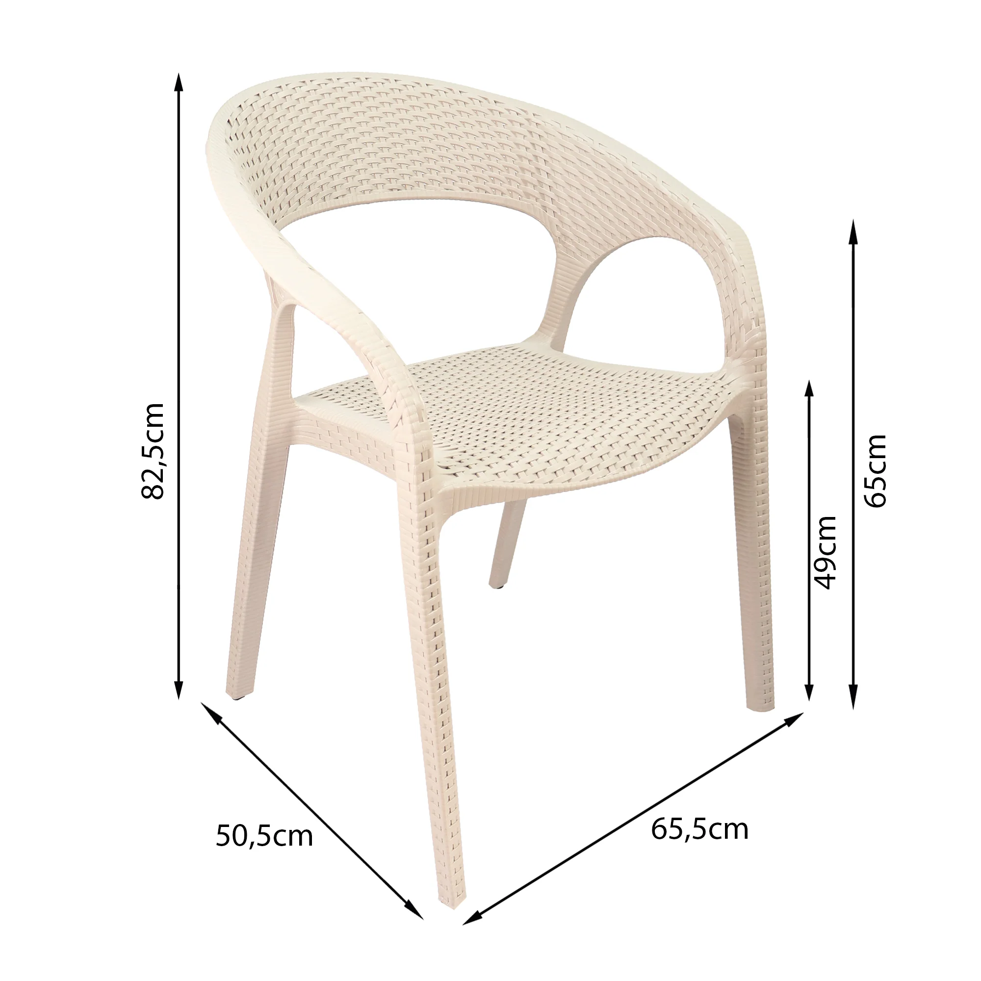 Silla exterior ratan curve con brazos beige  marca Boxbit - Image 3