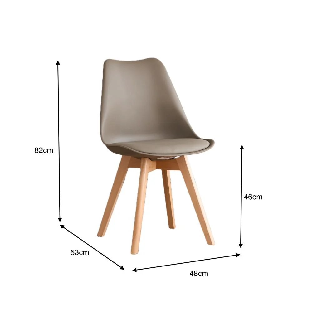 Silla Fyn, Taupe, Diseño Minimalista Con Espaldar, Cojín y Patas De Madera - Image 13