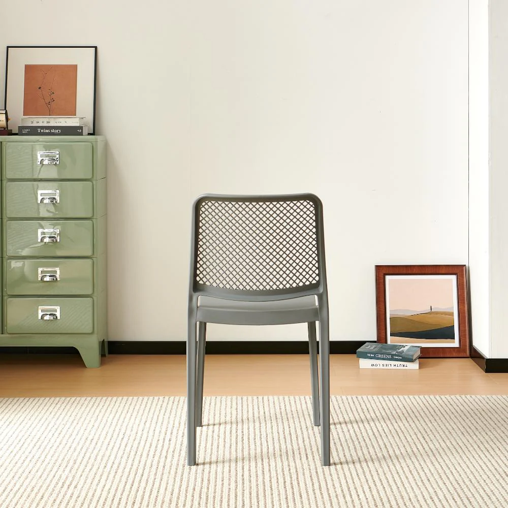 Silla Manhattan, Gris Oscuro, Con espaldar en rejilla y diseño minimalista - Image 6