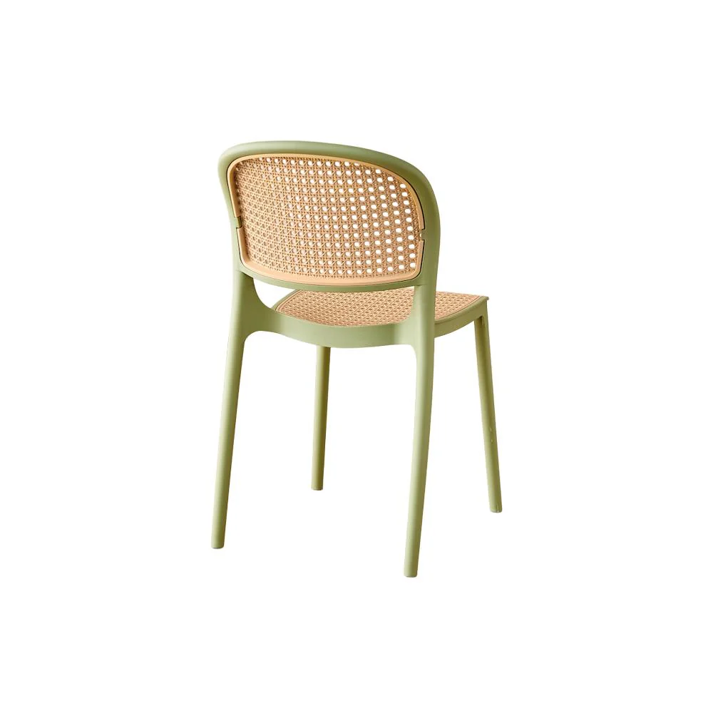 Silla Nest, Color Verde Olivo y Beige, Con espaldar y asiento en rejilla - Image 9