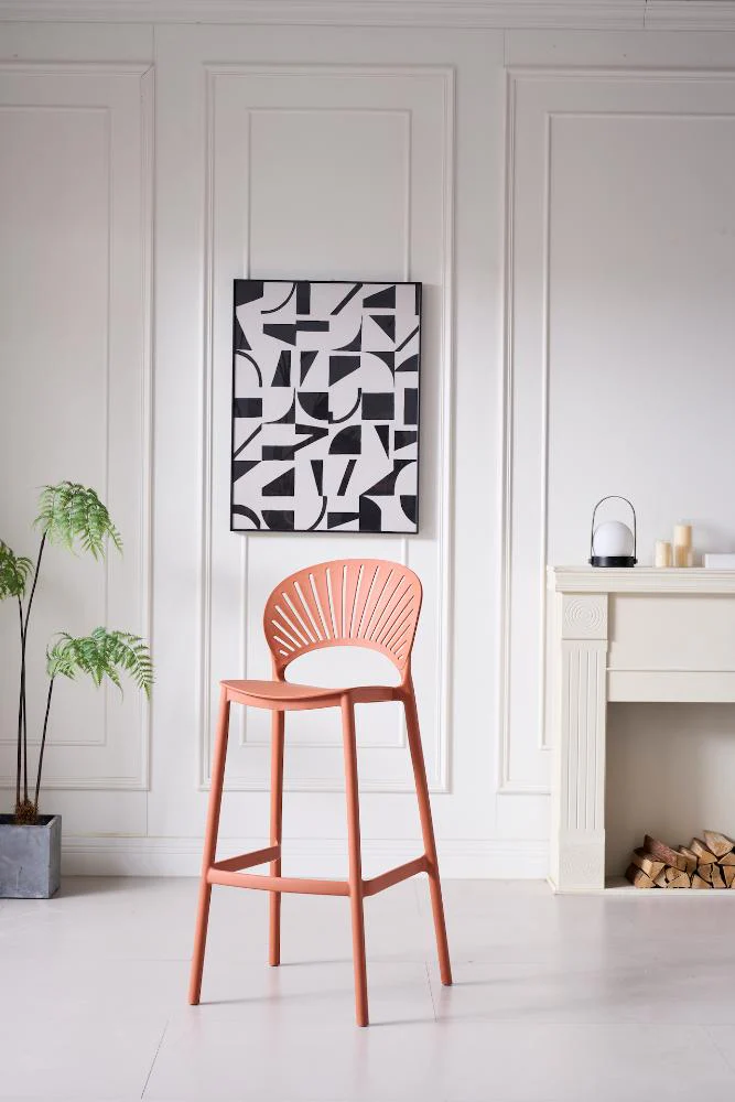 Silla para Bar Paraiso, Color Terracota, Diseño moderno
