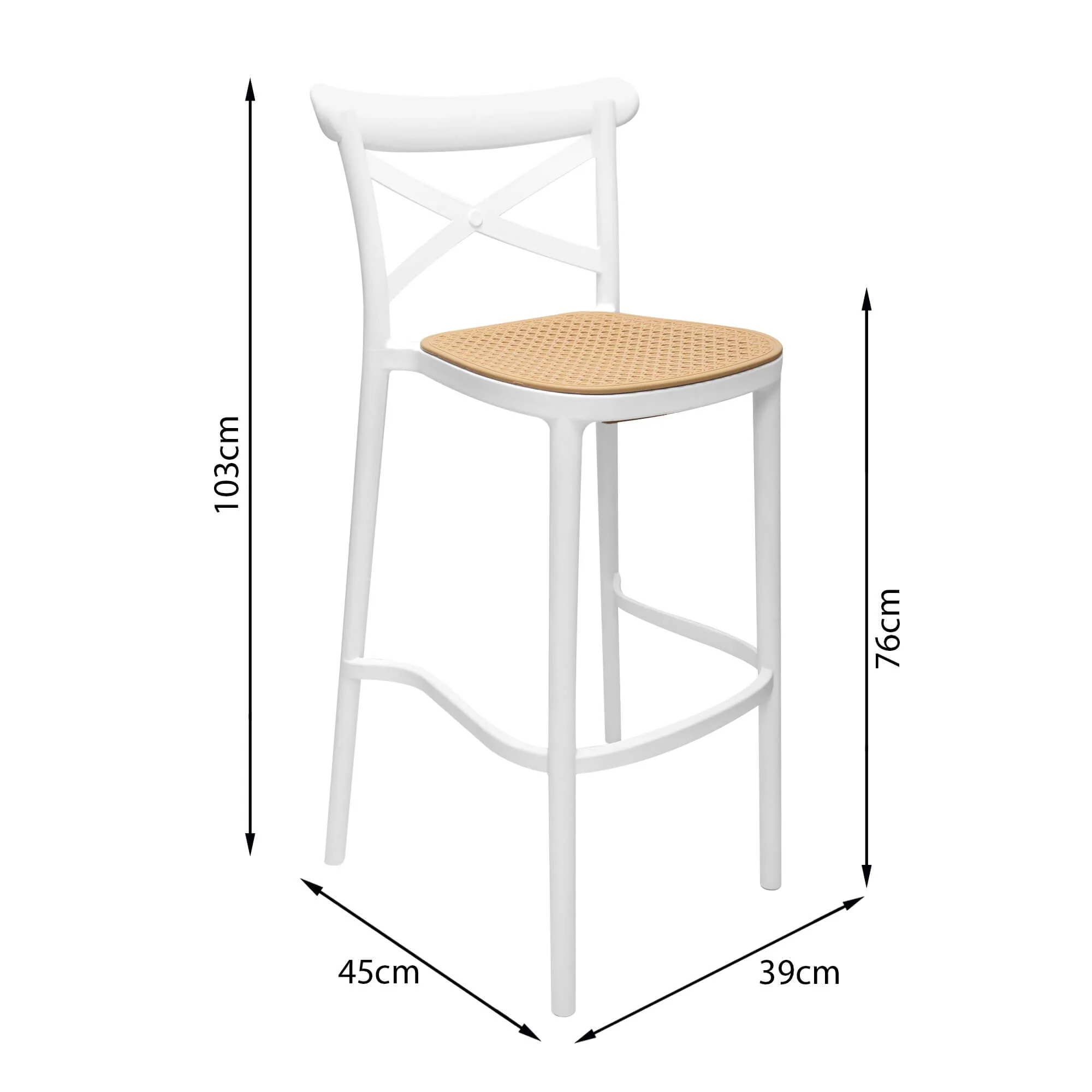 Silla de barra plástica color blanco-beige - Image 5