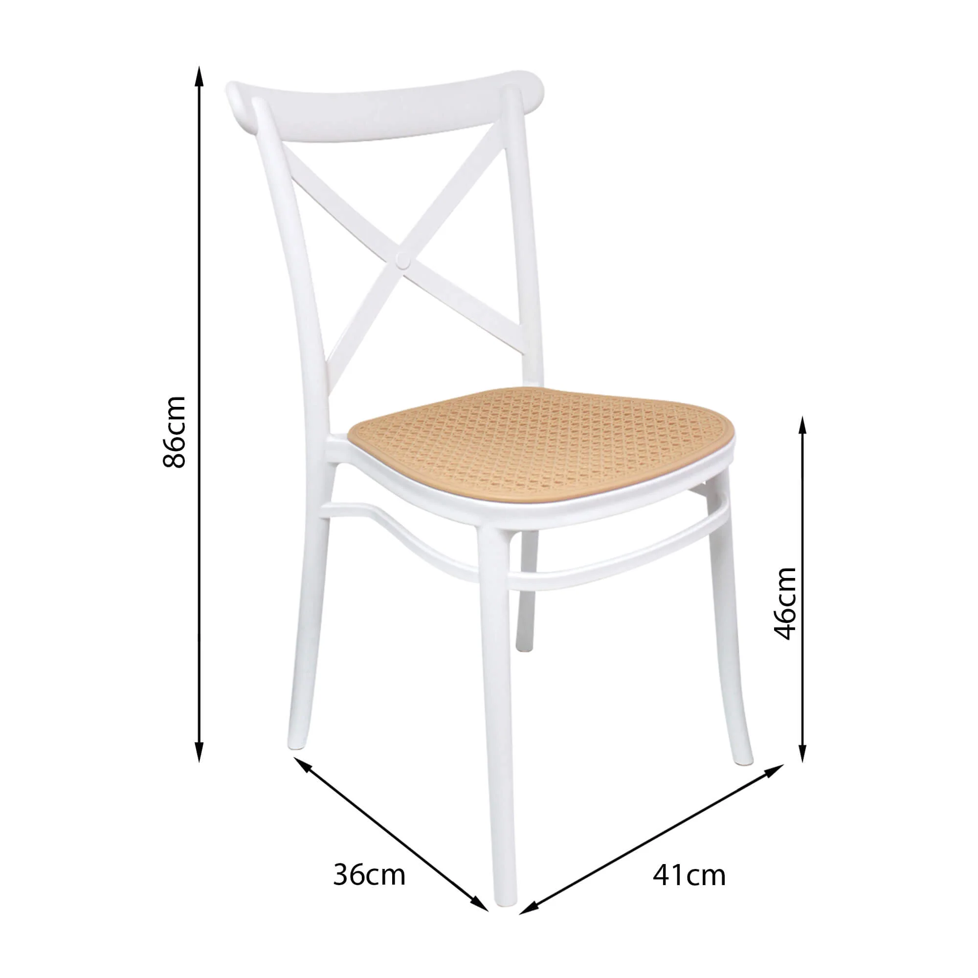 Silla de exterior plástica para comedor jardín 1146 color blanco biege - Image 5