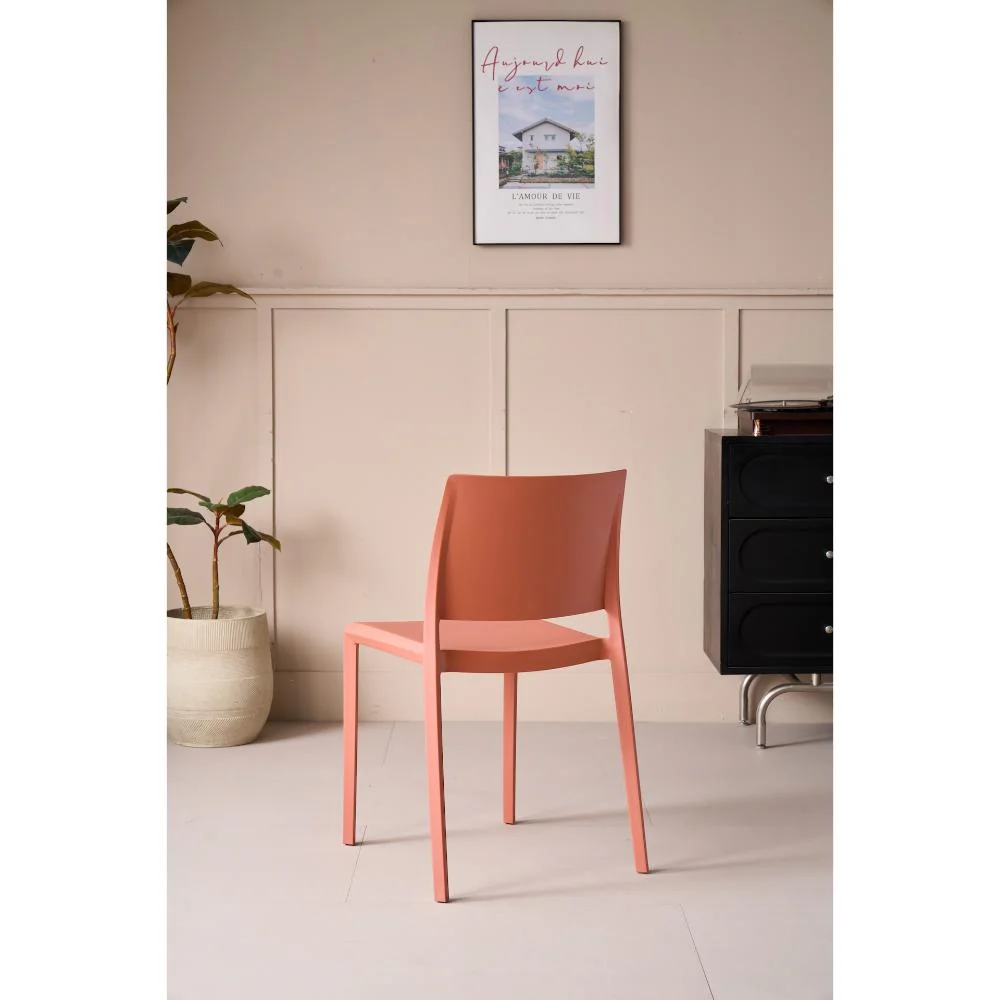 Silla Toledo, Color Terracota, Con espaldar liso y cuadrado, diseño moderno - Image 4