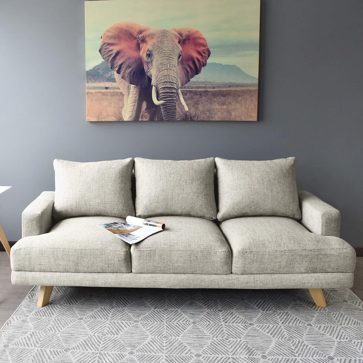 Sofa 3 Puestos Lisboa Tela 192x81x85 Taupe - Image 2