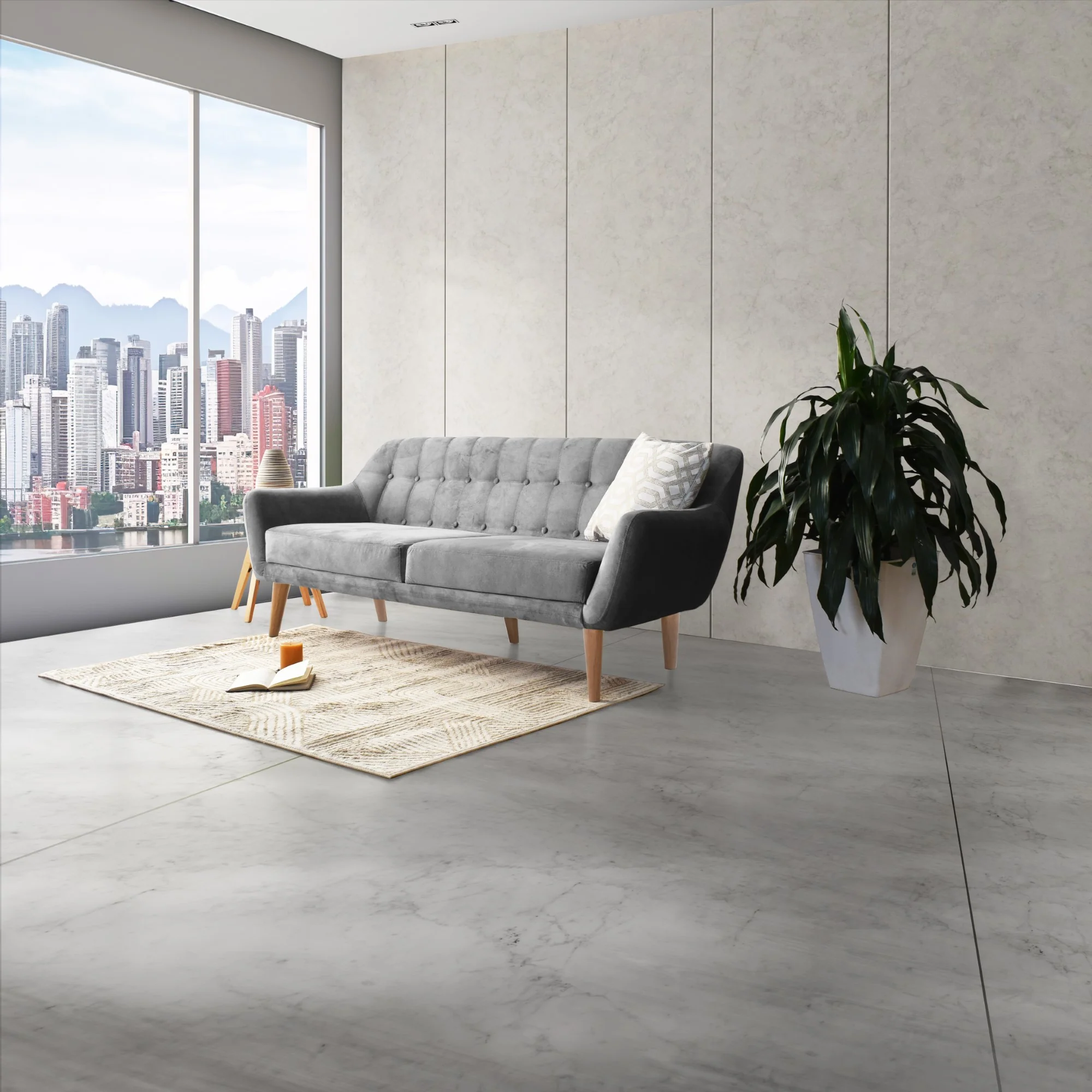 Sofa 3 Puestos Roma Tela 194x82x78 Gris - Image 4