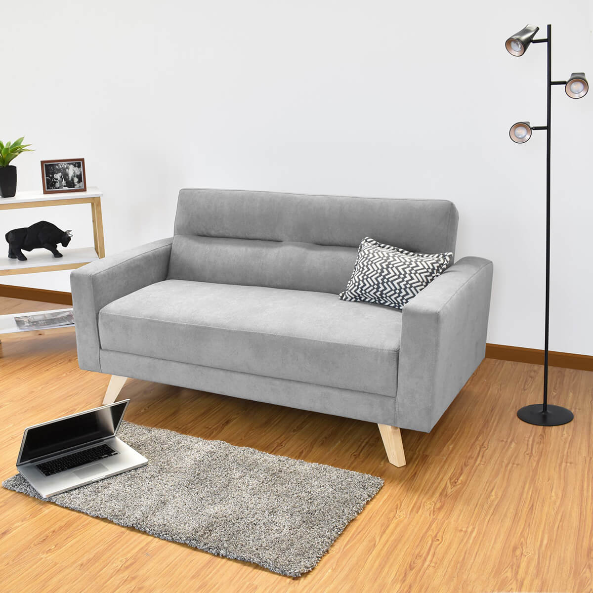 Sofa Barza 2 Puestos Tela 150x82x83 Gris - Image 2