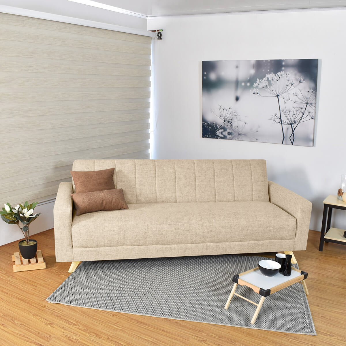 Sofa Cama Dominic Reclinable 206x90x80 Beige - Image 2