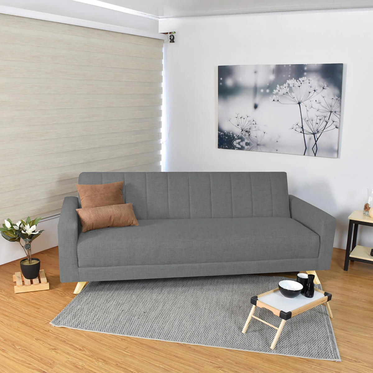 Sofá Cama Dominic Reclinable 206x90x80 Cm Gris - Image 2