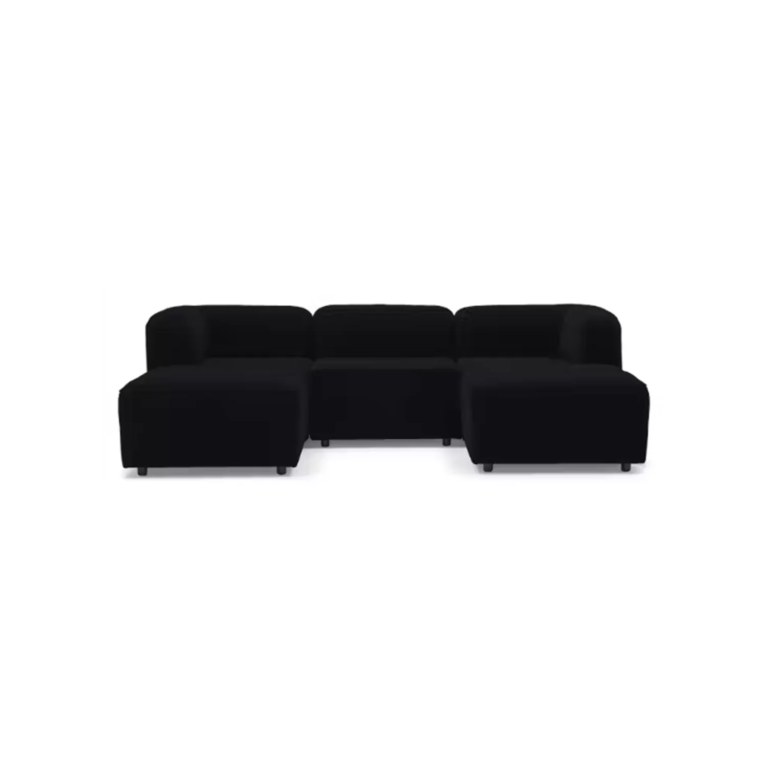 Sofá con puff bocelli 4 puestos negro tela pet friendly anti fluidos 260x85x75 cm