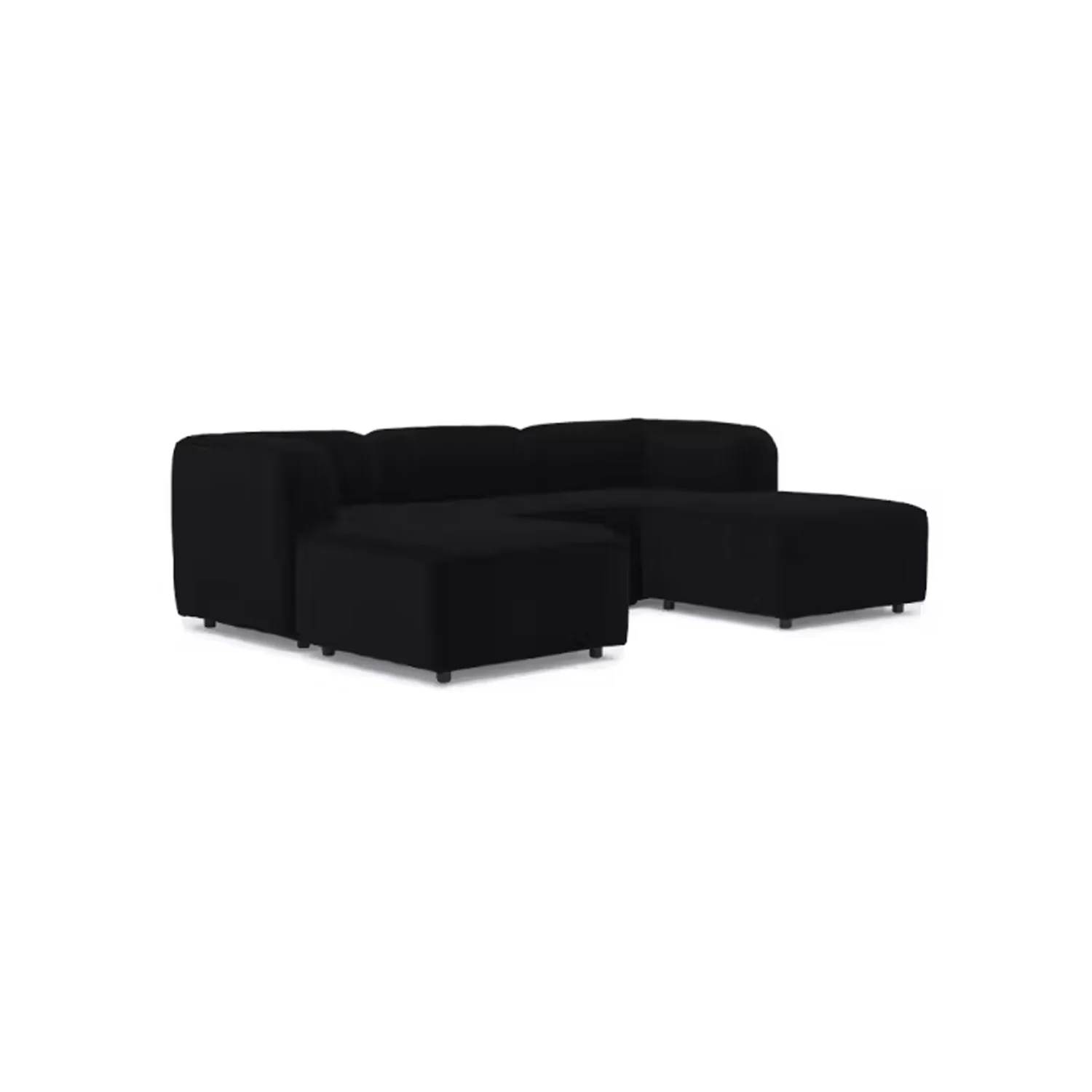 Sofá con puff bocelli 4 puestos negro tela pet friendly anti fluidos 260x85x75 cm - Image 2