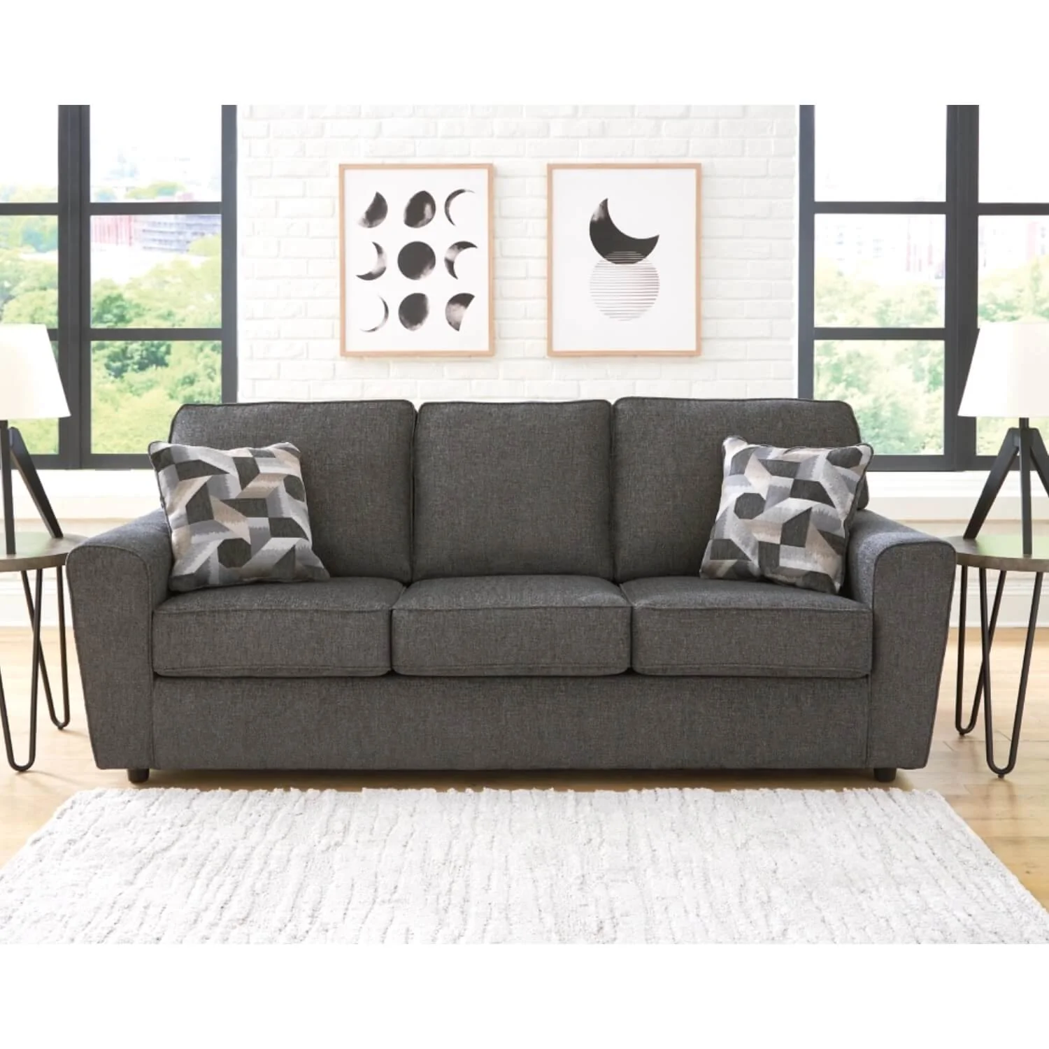 Sofá damián 3 puestos gris tela anti fluidos 218x96x91 cm - Image 3