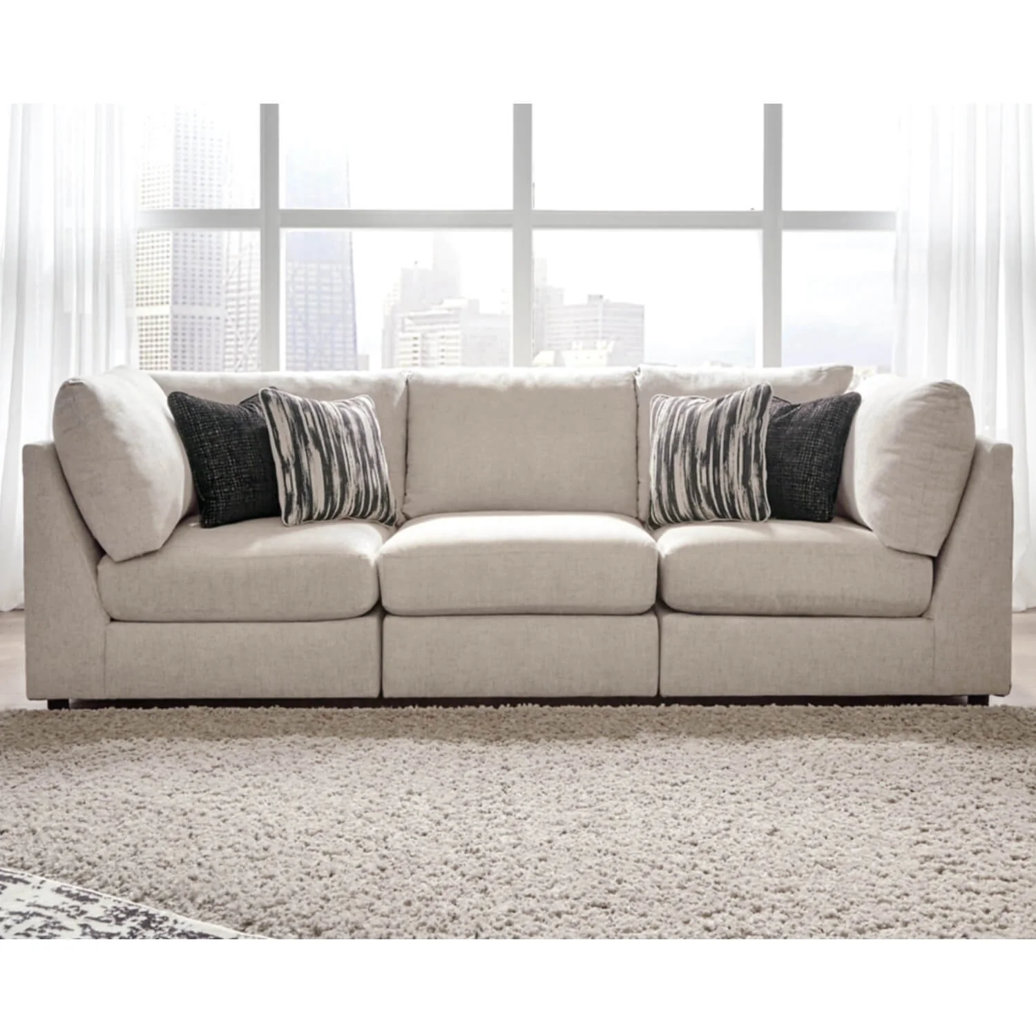 Sofá dánae 4 puestos beige tela anti fluidos 297x99x99 cm - Image 2