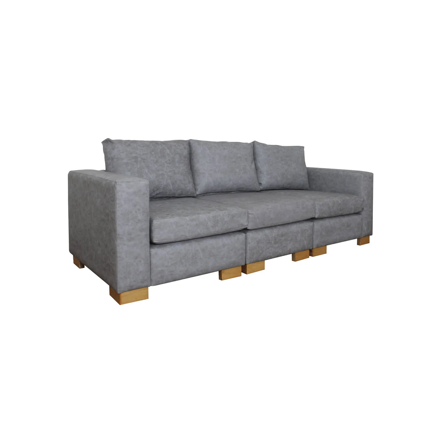 Sofá grober 3 puestos gris tela pet friendly anti fluidos 230x90x90 cm - Image 2