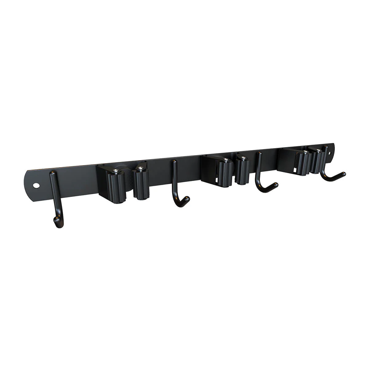 Soporte  pared 3 clips + 4 ganchos negra