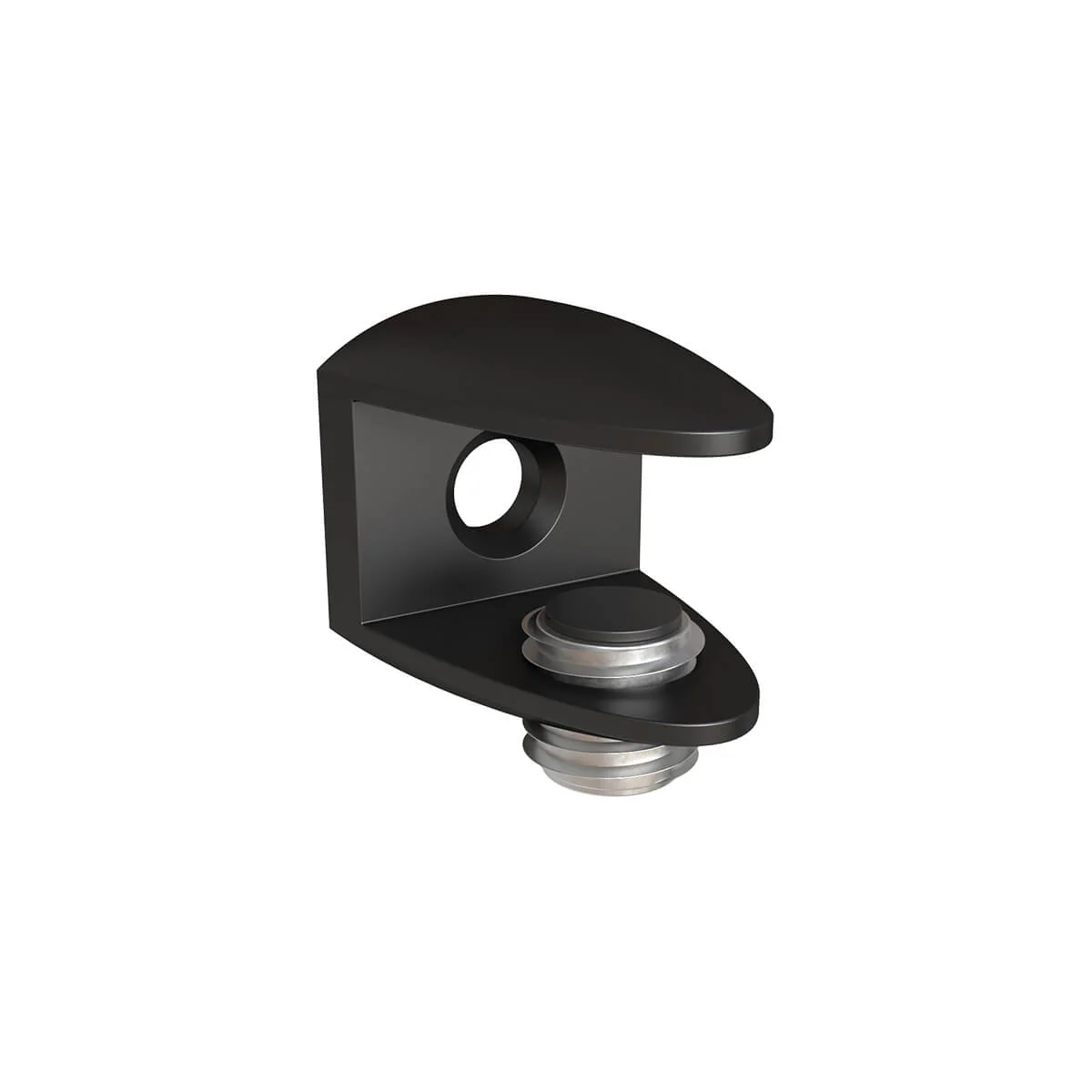Soporte  entrepaño negra vidrio 10 mm