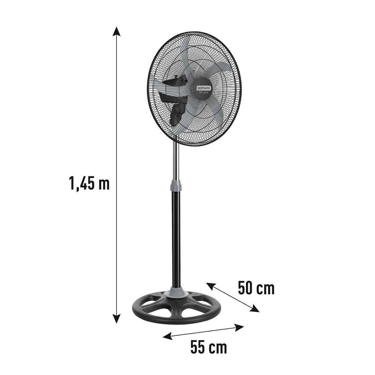 Ventilador air pro pedestal 3 velocidades negro marca samurai - Image 6
