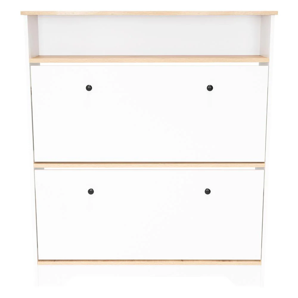 Zapatero Merlín, Café Claro y Blanco Vainilla, con Dos Puertas Abatibles con Manijas Metálicas - Image 7